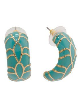 KENNETH JAY LANE Gold Turquoise Enamel Earrings